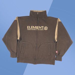 Element Skateboards Brown Embroidered Script L/S Full Zip Jacket Men's S
